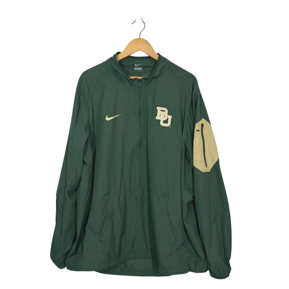 Nike Baylor Bears Mens XXL Green Quarter Zip Windbreaker Jacket BU NCAA Sports